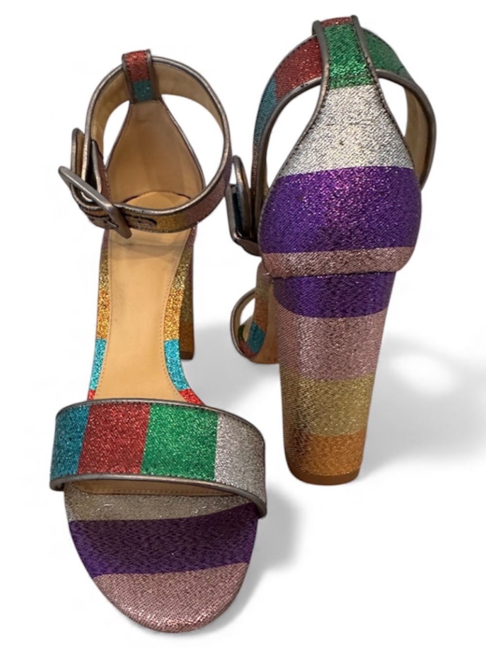 Alexandre Birman Rainbow Glitter Party Heels Size 38